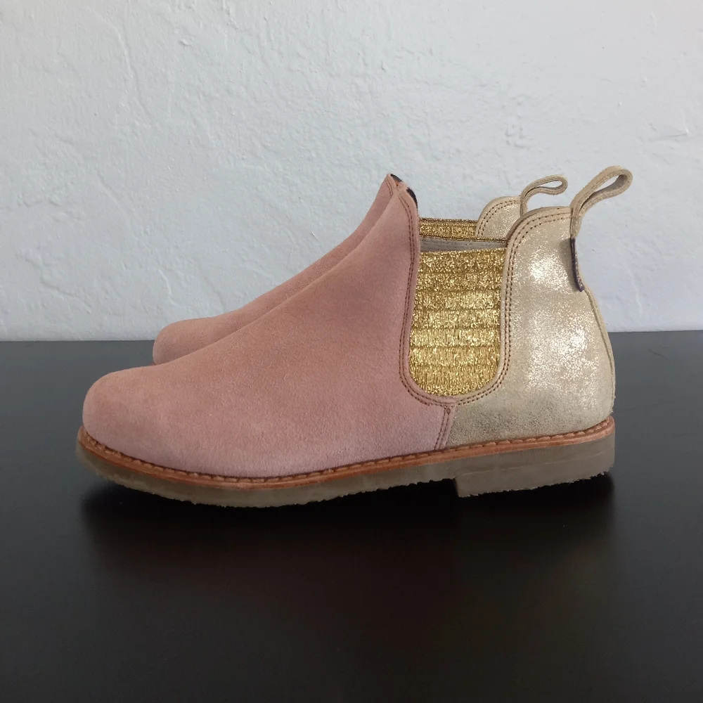 Penelope Chilvers Patchwork Safari Chelsea Boots Pink Gold 40EU